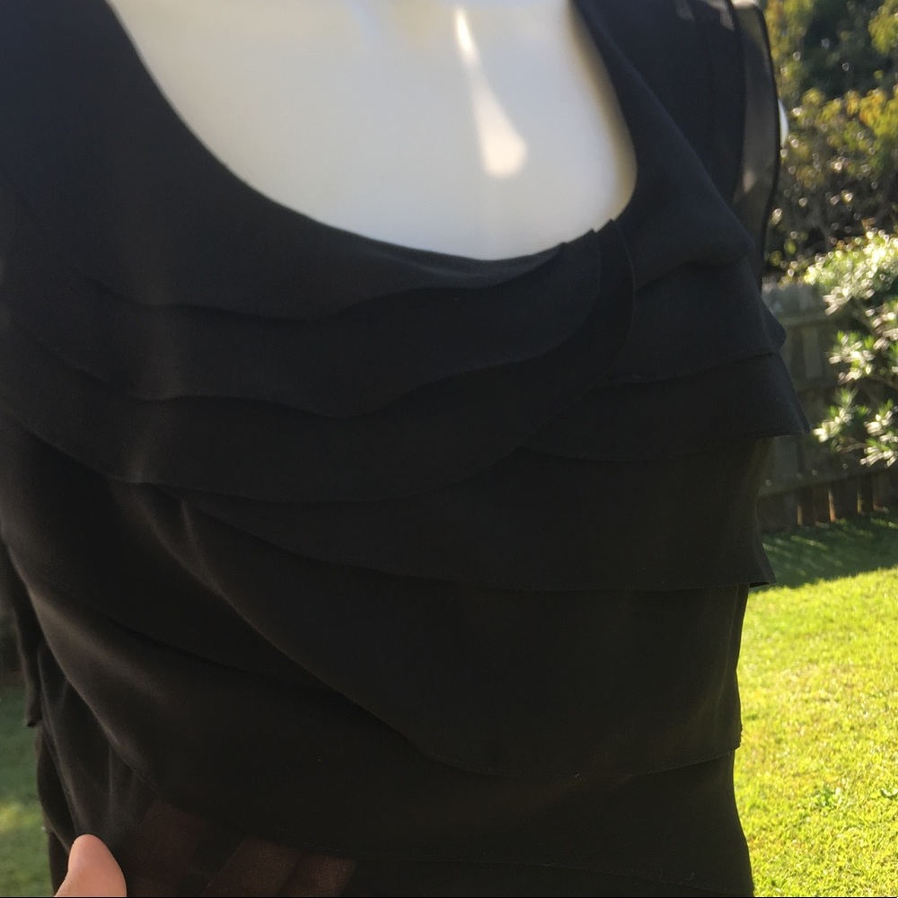 ADRIANA PAPELL RUFFLE Black Dress - Picture 6 of 8